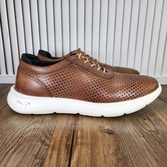Flag LTD Kendrick Perf U-Throat Mens Sz 9M Brown Leather Perforated Preppy Shoes - Picture 1 of 9